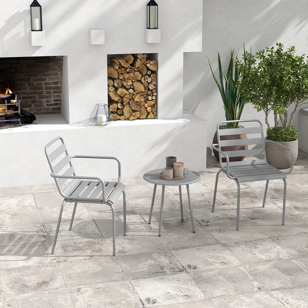 3-teiliges Bistro-Set Balkonbistro-Set 2er-Bistroset, klappbar, modernes Desing, Hellgrau