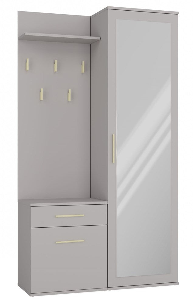 Garderobenset DUO mit Spiegel – Kleiderschrank, Schuhschrank & Garderobe