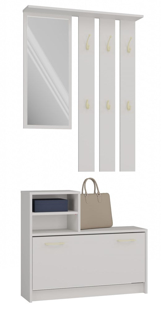 Garderobenset mit Spiegel – Wandgarderobe & Schuhschrank