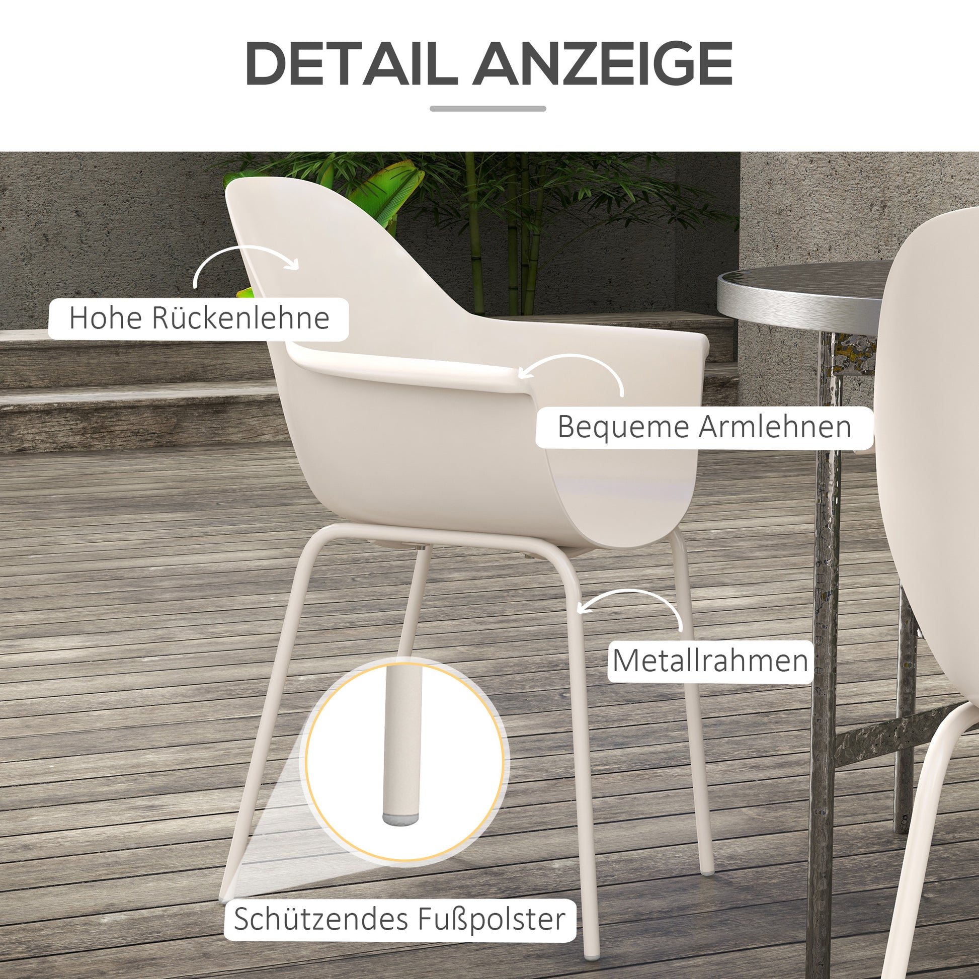 4er-Set Gartenstühle Outdoorstühle Gartenstuhl, Moderns Design, 59 cm x 55 cm x 84 cm