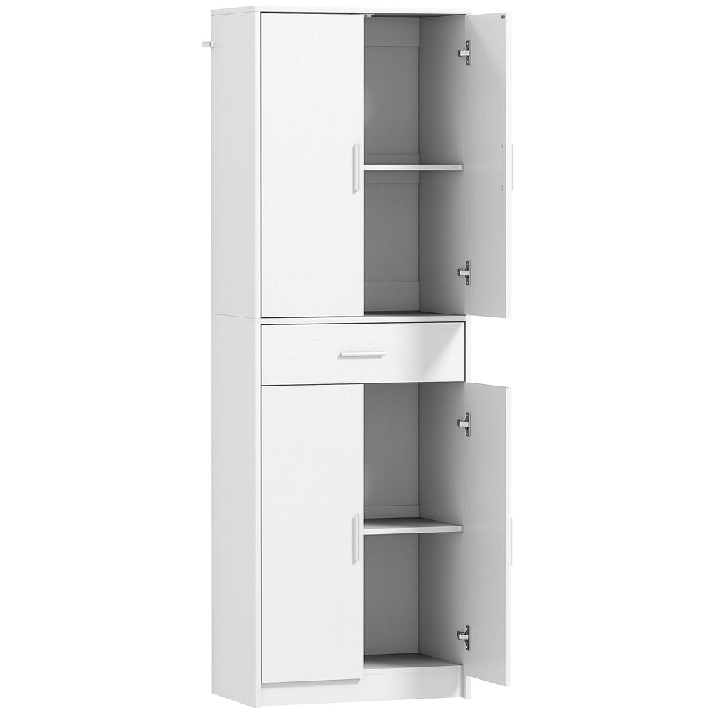 Küchenschrank, 3-stufig verstellbare Regale, Spanplatten, MDF, viel Stauraum, Weiß