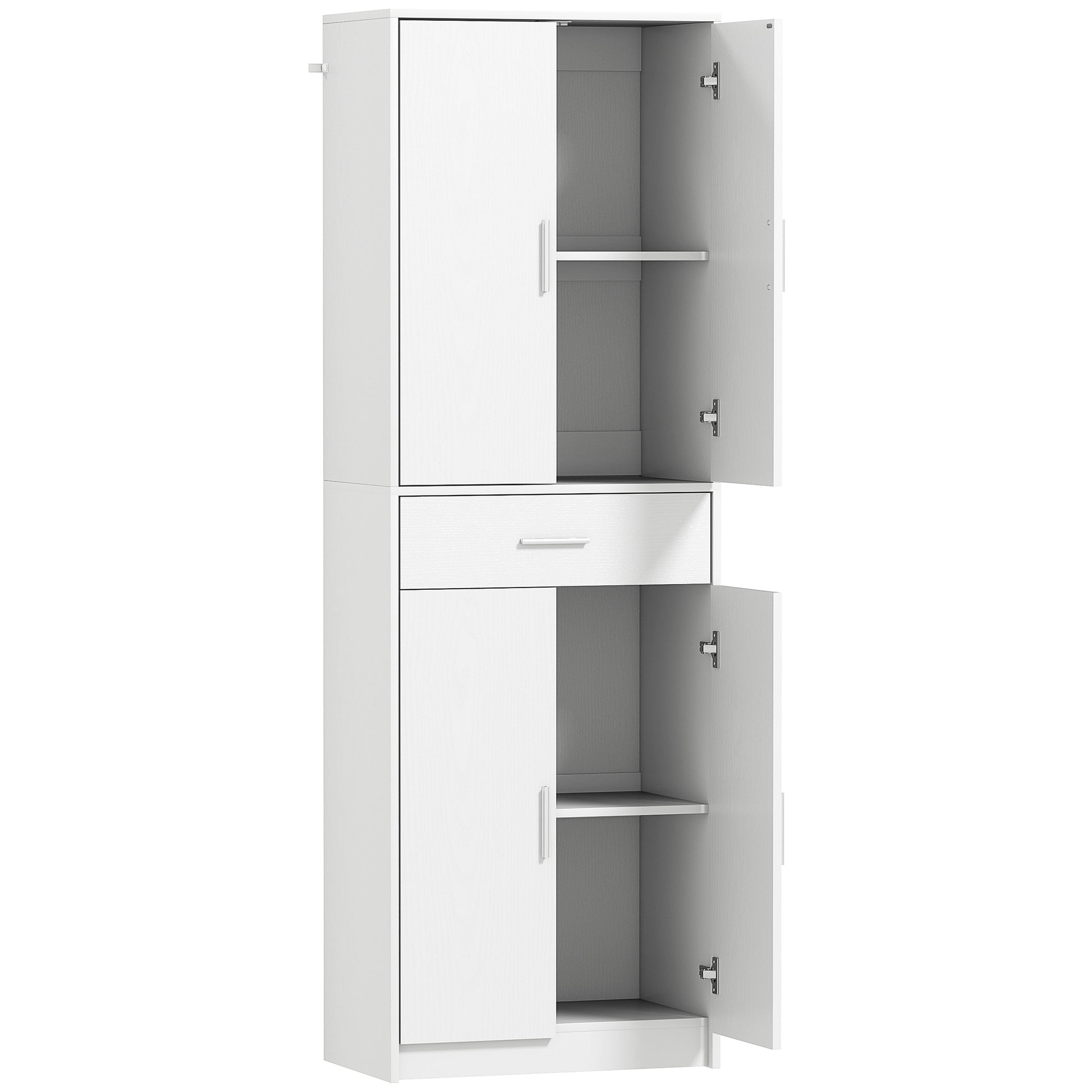 Küchenschrank, 3-stufig verstellbare Regale, Spanplatten, MDF, viel Stauraum, Weiß