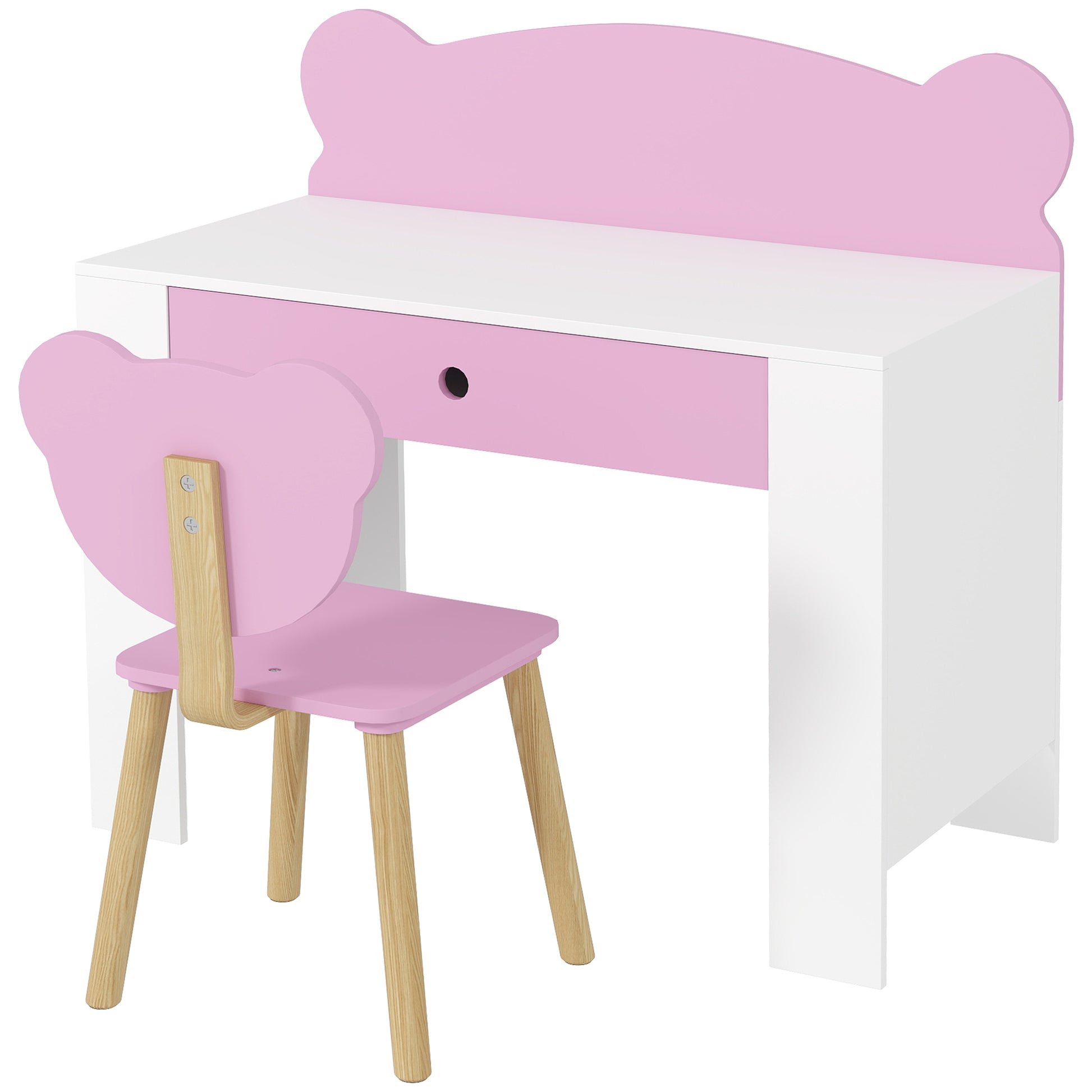 Schreibtisch-Set für Kinder, Schublade, zum Schreiben und Basteln, 3-8 Jahre, Rosa