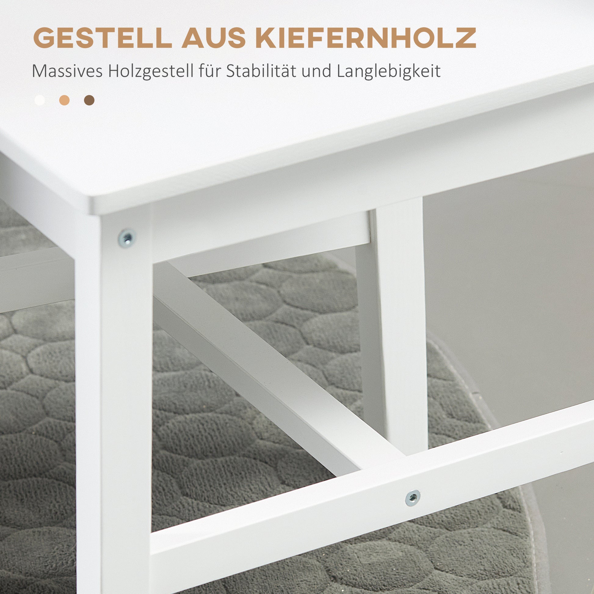 4er-Set Esszimmerstühle Küchenstühle Stühle, Massivholz, 41 cm x 46,5 cm x 85,5 cm, Weiß