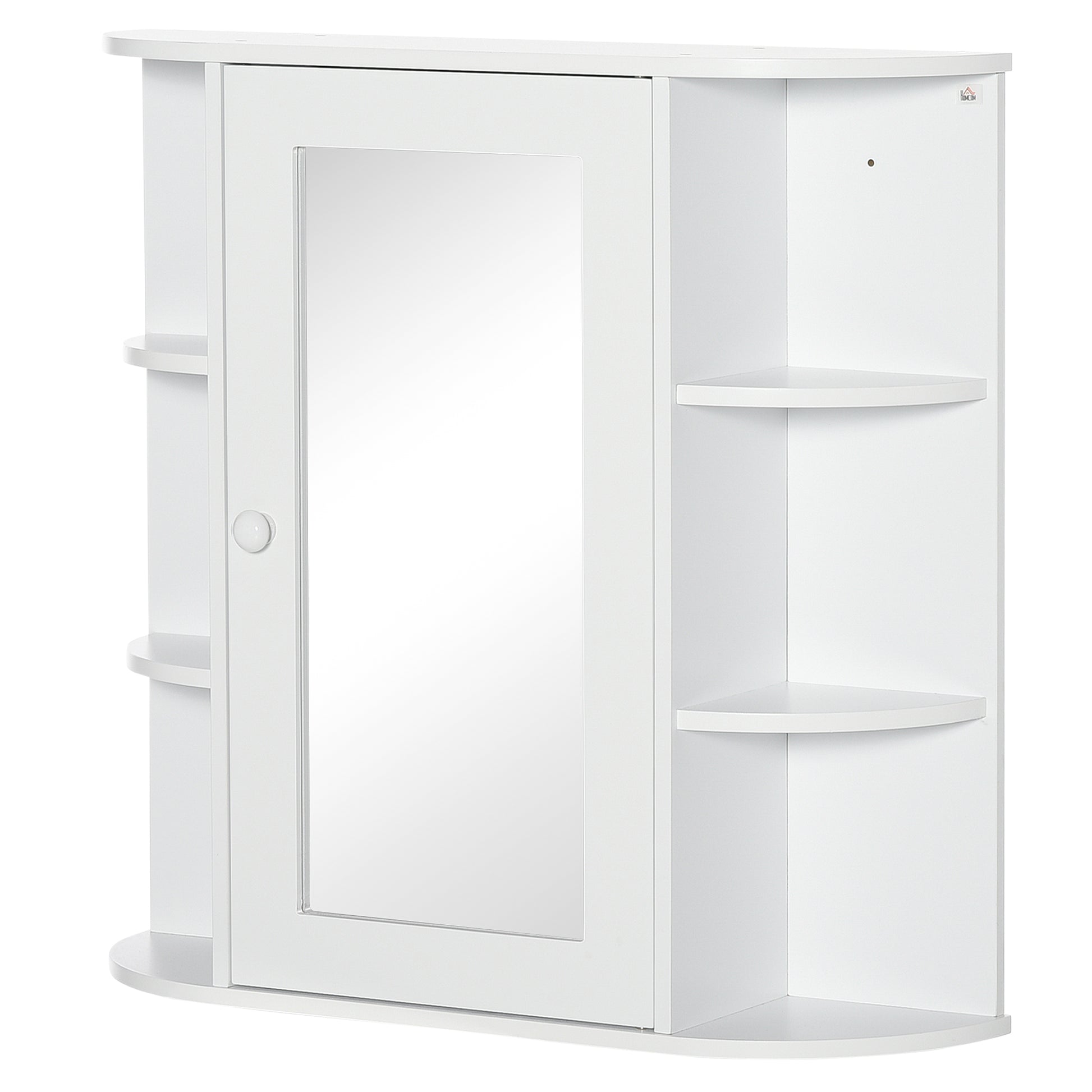 Spiegelschrank, 8 Fächer, Spiegeltüren, wasserbeständig, 66 cm x 17 cm x 63 cm, Weiß