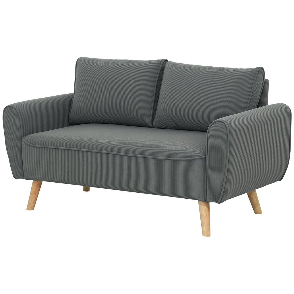 2 Sitzer-Sofa, Stoffcouch, 2 Rückenkissen, Cordbezug, 145 x 75 x 78 cm, Anthrazit