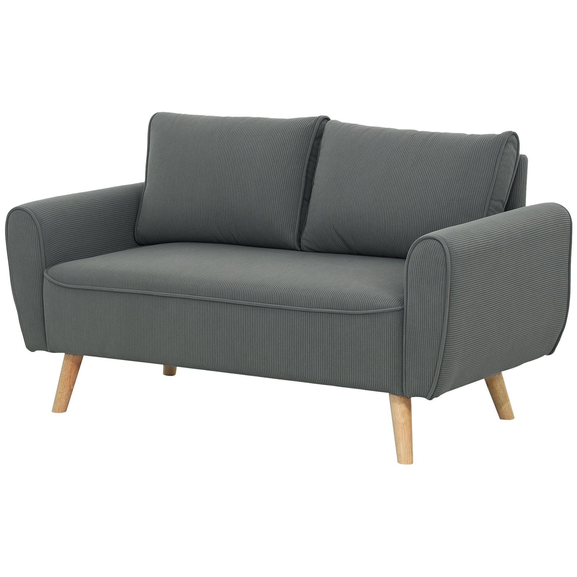 2 Sitzer-Sofa, Stoffcouch, 2 Rückenkissen, Cordbezug, 145 x 75 x 78 cm, Anthrazit