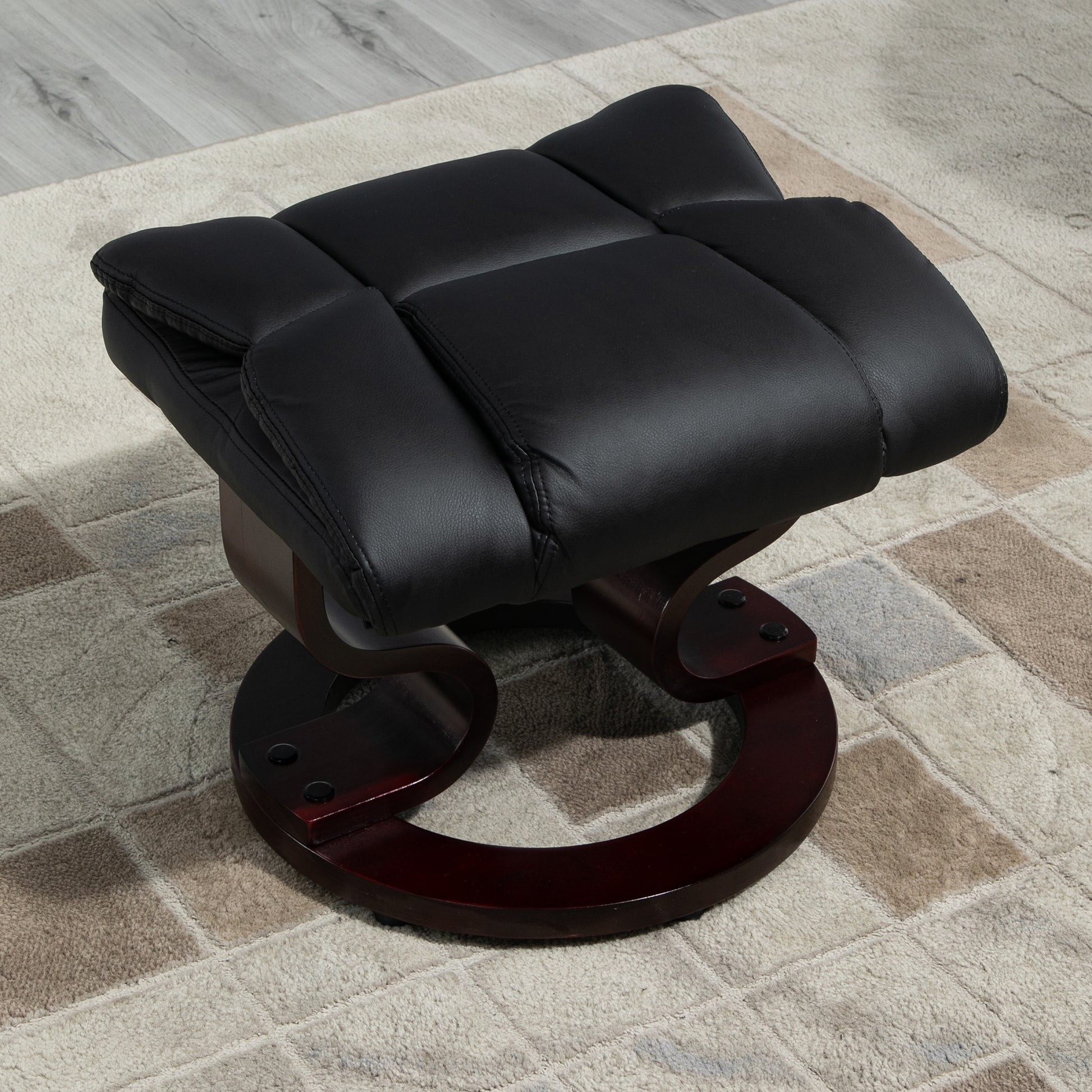 Relaxsessel mit Hocker, Liegefunktion, drehbar, bis 160 kg, Kunstleder, Metallrahmen