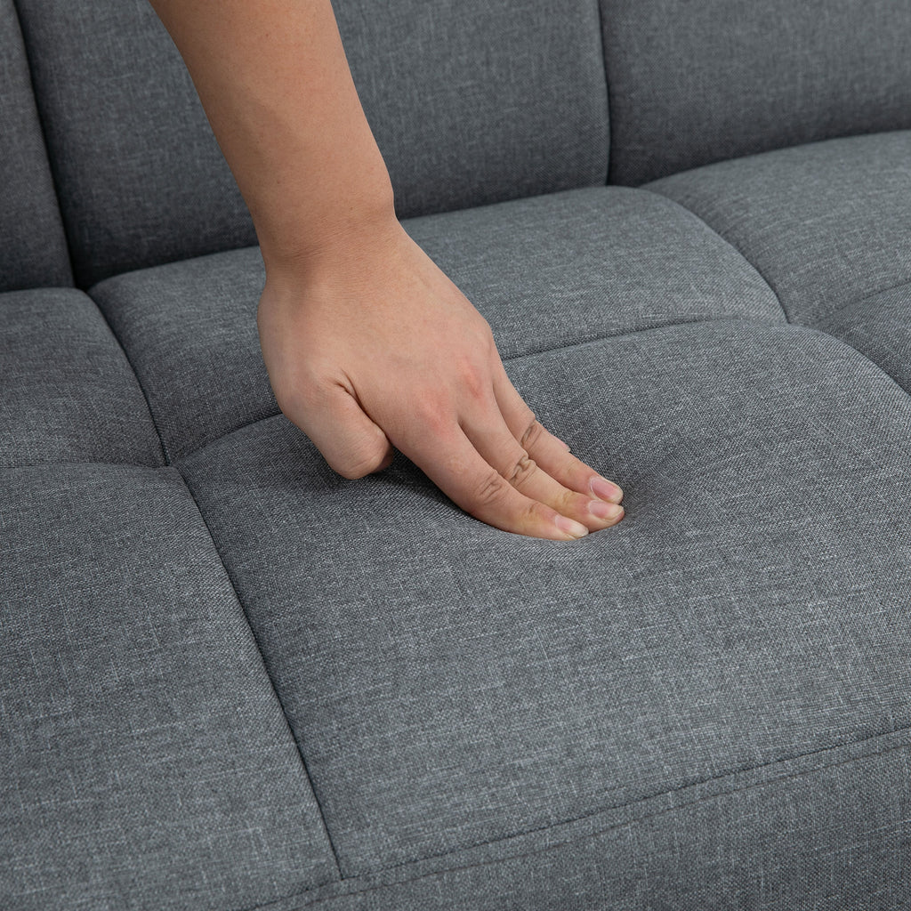 2 in 1 Schlafsofa 205 x 88 cm mit Bettfunktion, Sitzkissen, Leinenoptik, Verstellbarer Rückenlehne, Grau