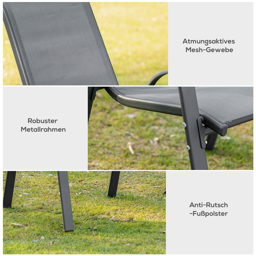 Gartenstuhl 2er Set wetterfest Stapelstuhl mit Armlehne Rückenlehne stapelbar Terrassenstuhl