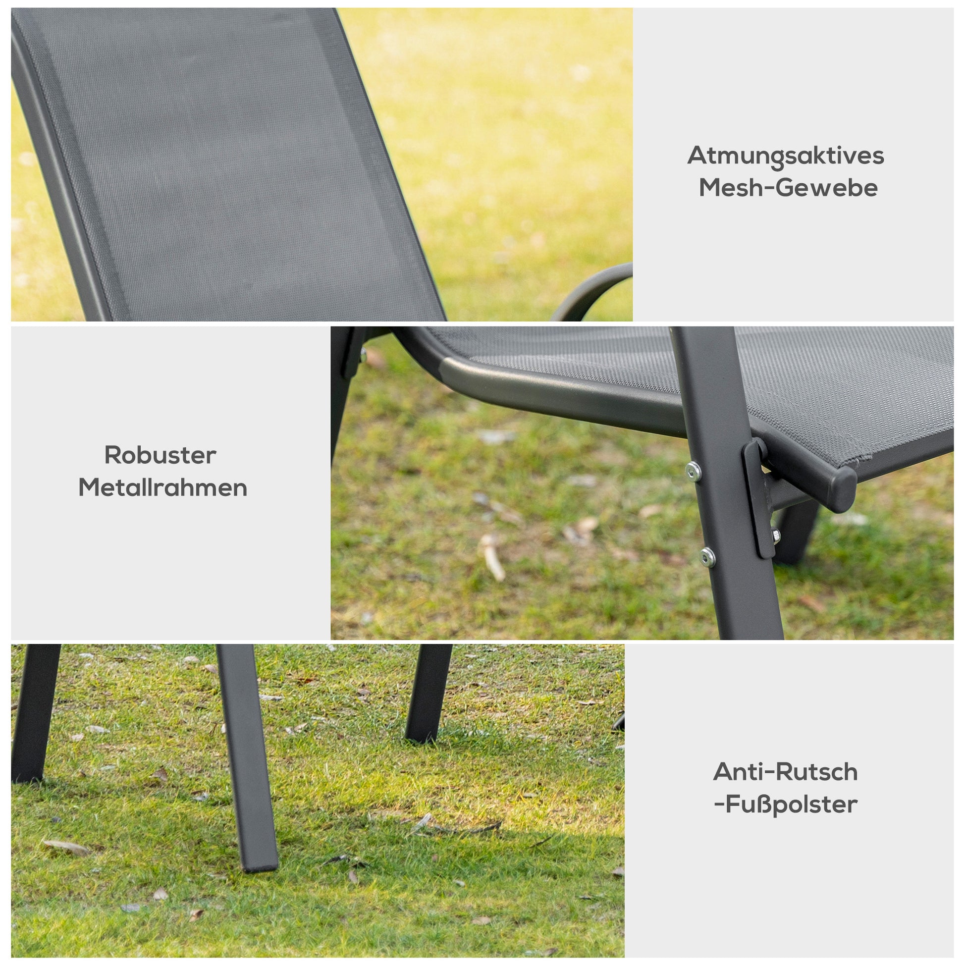 Gartenstuhl 2er Set wetterfest Stapelstuhl mit Armlehne Rückenlehne stapelbar Terrassenstuhl