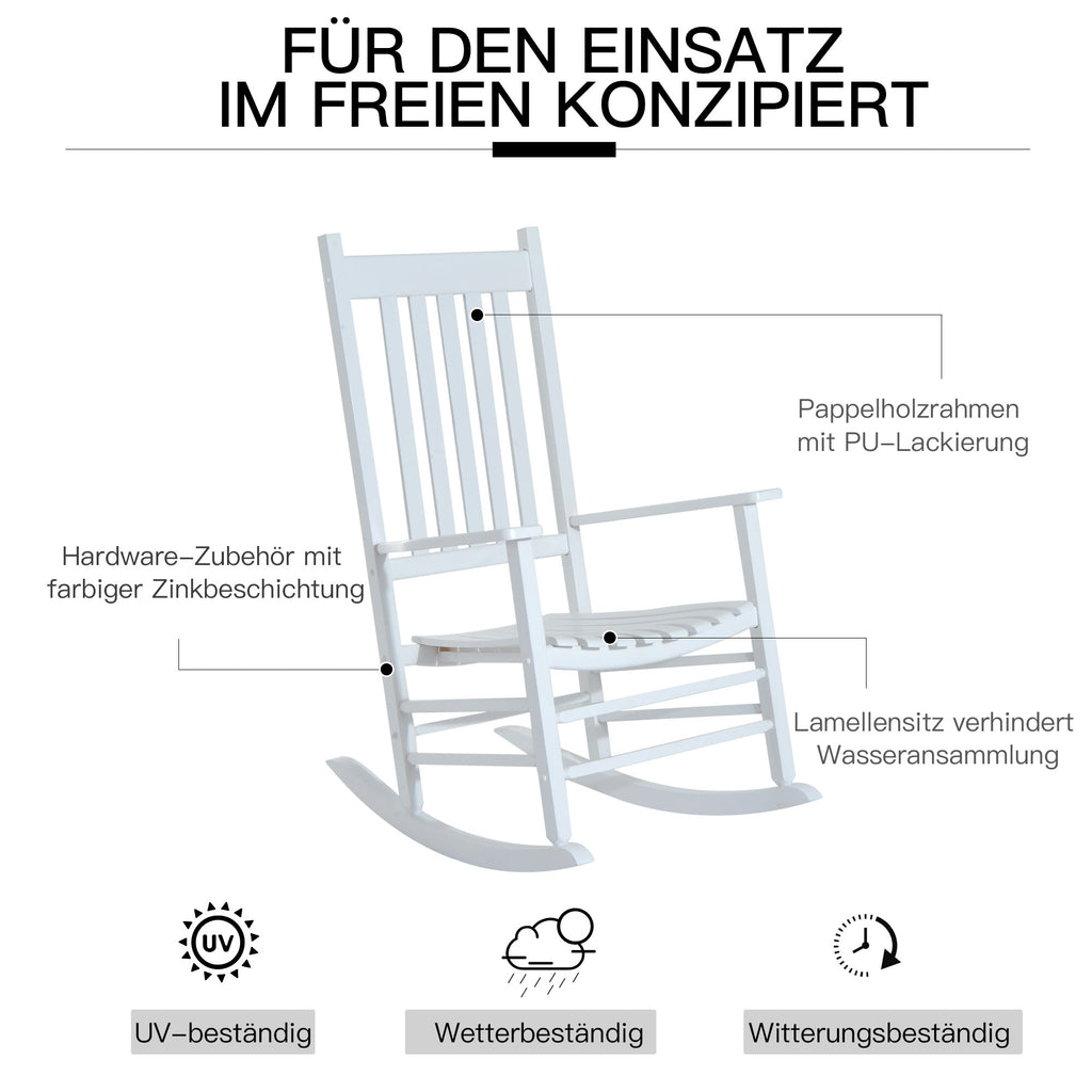 Schaukelstuhl aus Holz mit Armlehne Schwingsessel Relaxstuhl Gartenstuhl 69 x 86 x 115 cm