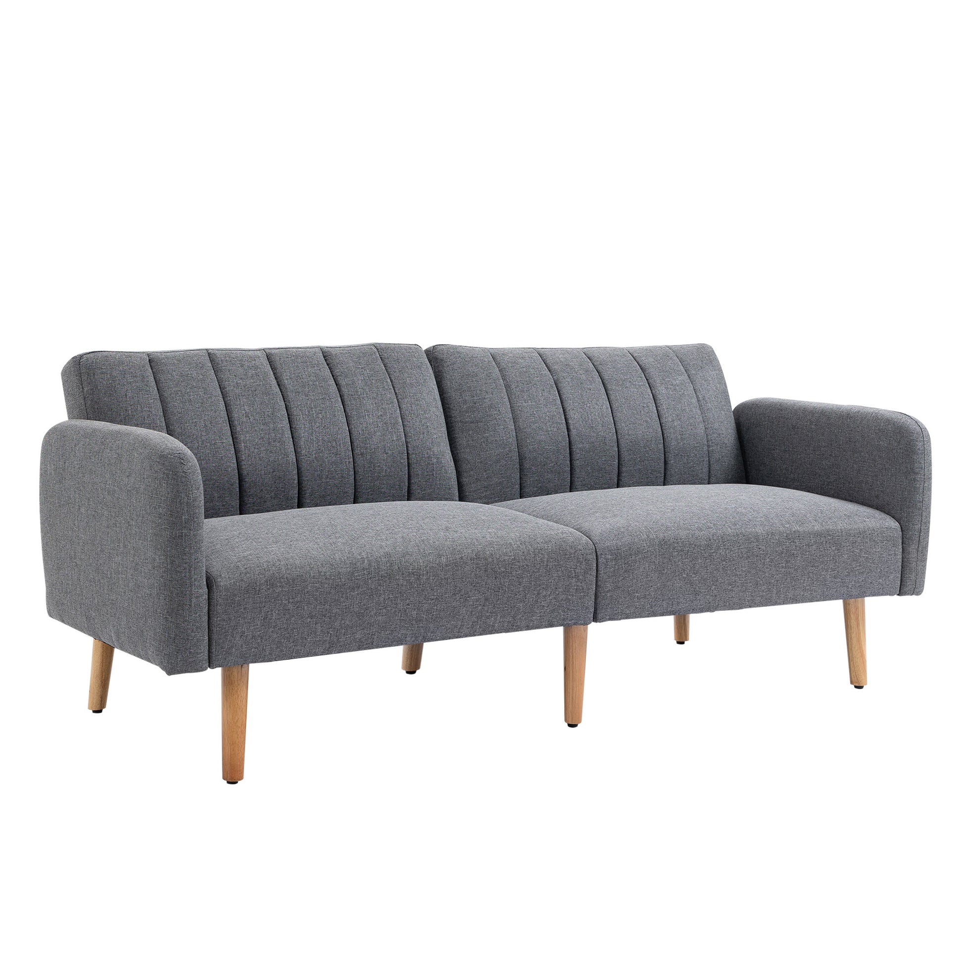 Homcom Schlafsofa 2 Sitze Wohnzimmer mit Rückenlehne in 3 Positionen Grau verstellbar