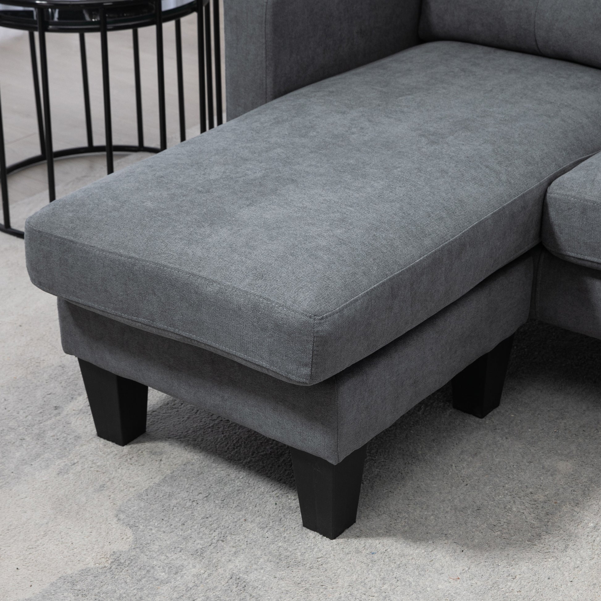 Ecksofa in L-Form, beidseitig anbringbare Chaiselongue, Polstersofa, Dunkelgrau