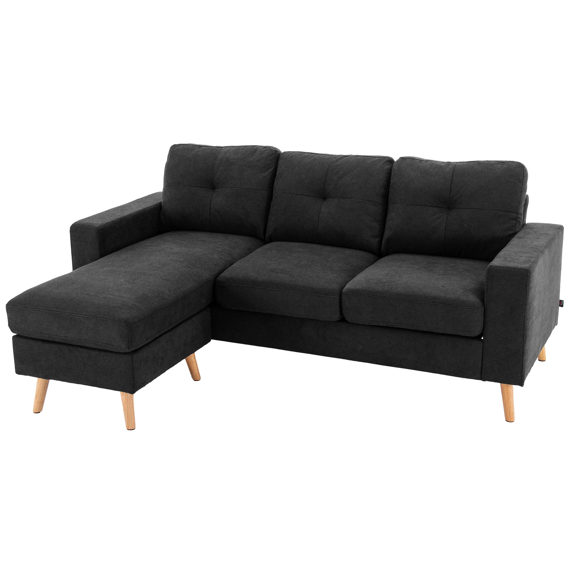 Ecksofa L-Form graue Eckcouch mit Chaiselongue Leinenoptik für 3 Personen 193x136x85cm Heillgrau