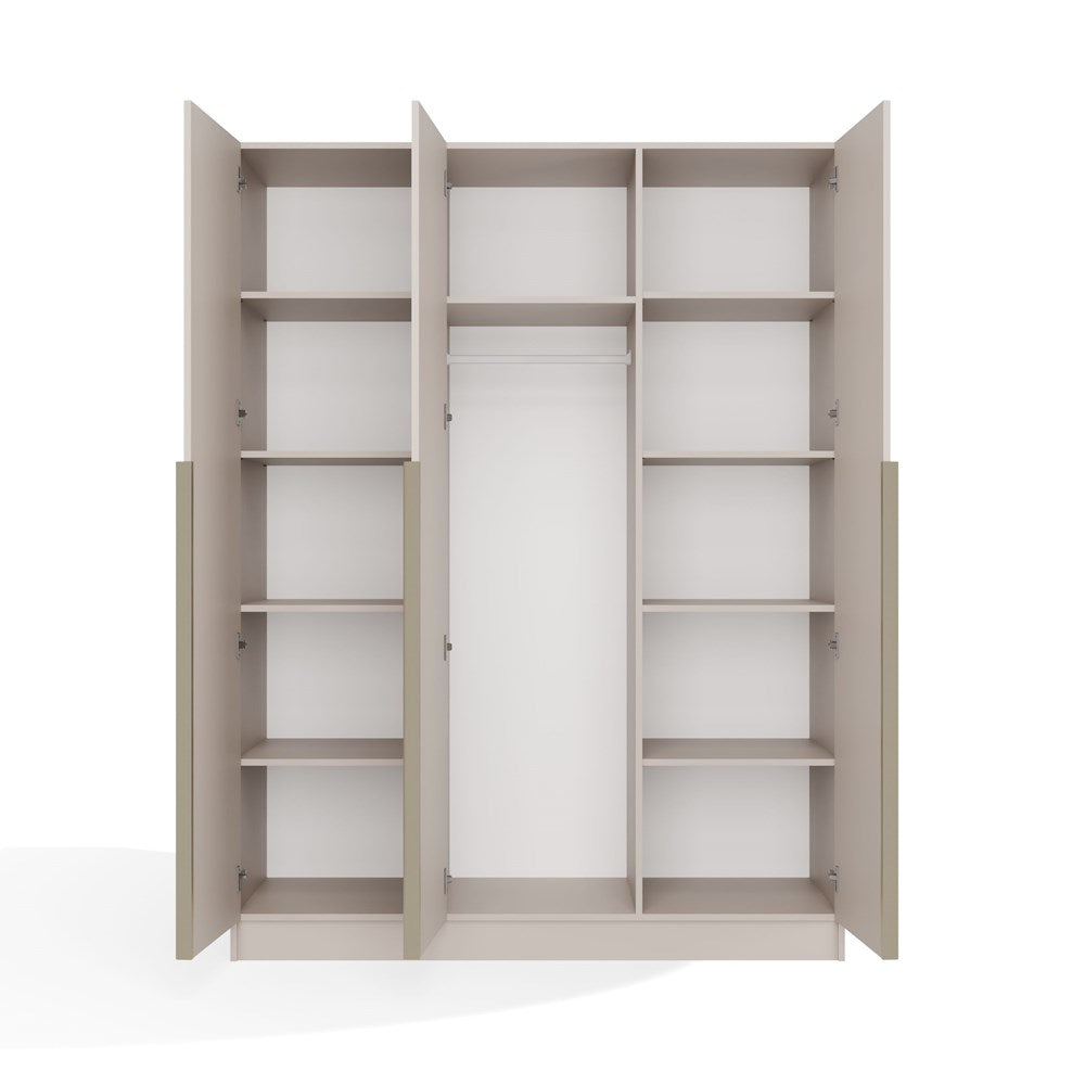Kleiderschrank SENSO – Kaschmir Beige mit goldenen Griffen, 3- oder 4-türig (150/200 cm)