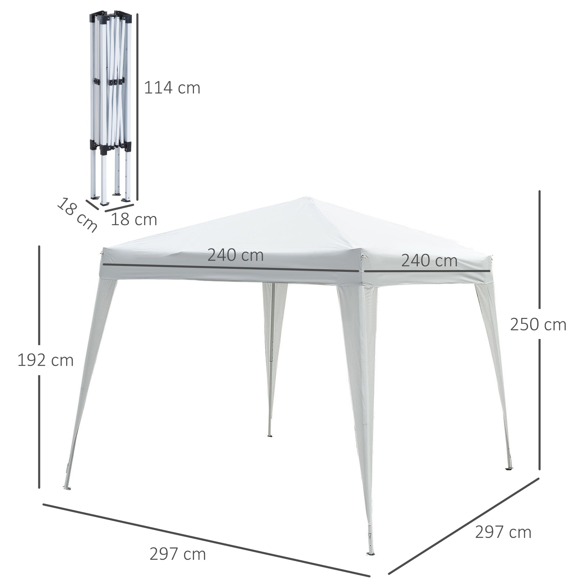 Faltpavillon 2,4x2,4m Pavillon Faltzelt mit UV-Schutz, Partyzelt inkl. Tragetasche für Garten