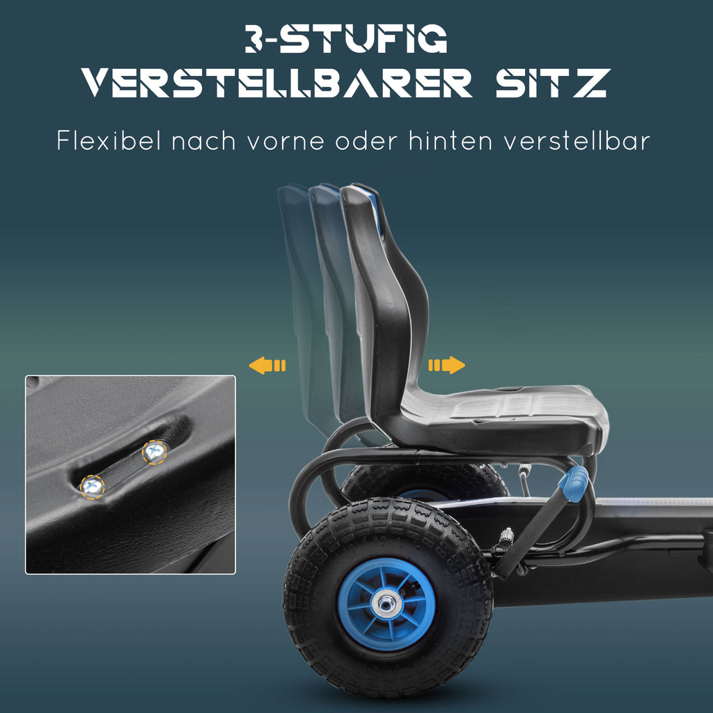 Kinder-Gokart, mit Pedalen, verstellbarem Sitz, In- und Outdoor, ab 5 Jahren, 121 x 58 x 61 cm