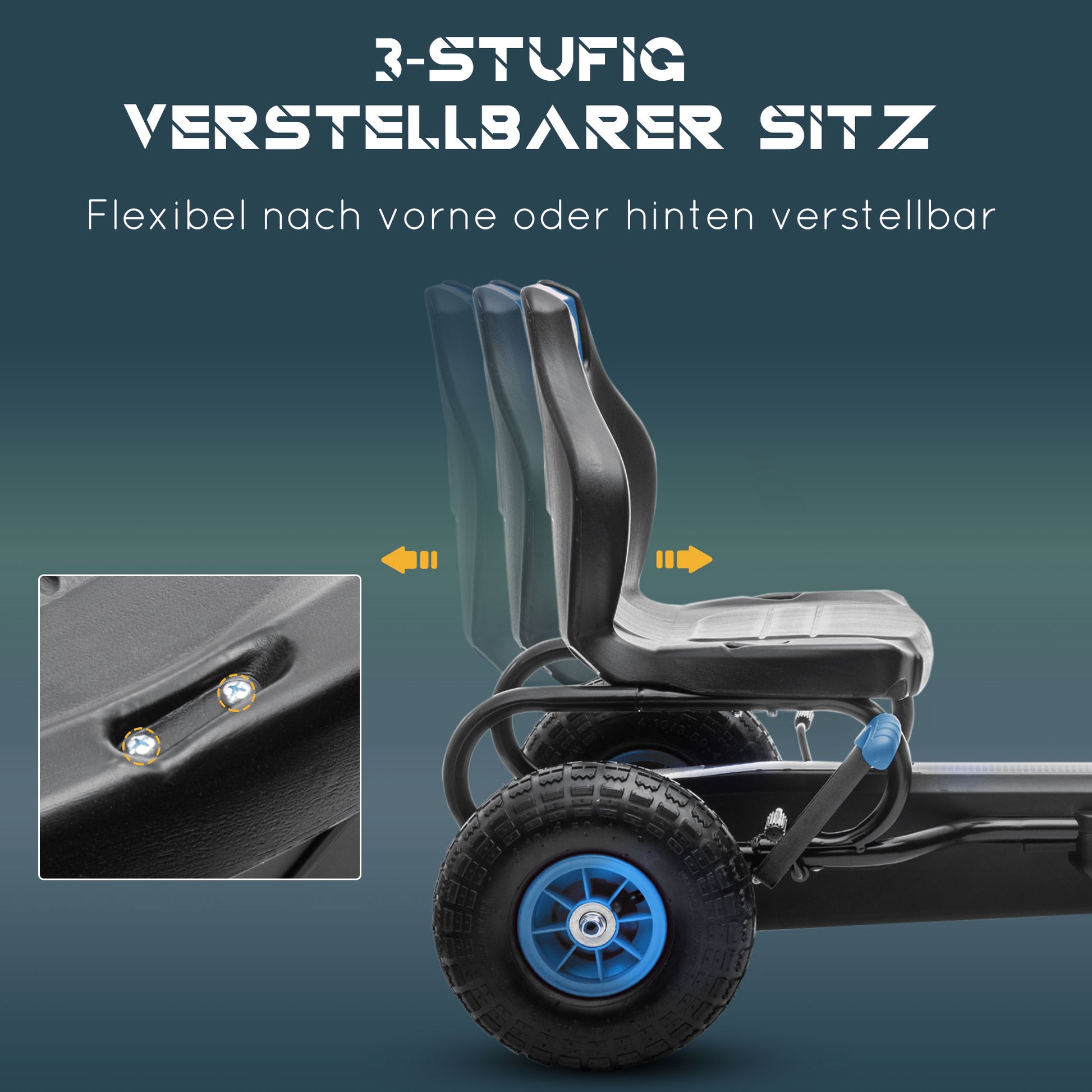 Kinder-Gokart, mit Pedalen, verstellbarem Sitz, In- und Outdoor, ab 5 Jahren, 121 x 58 x 61 cm