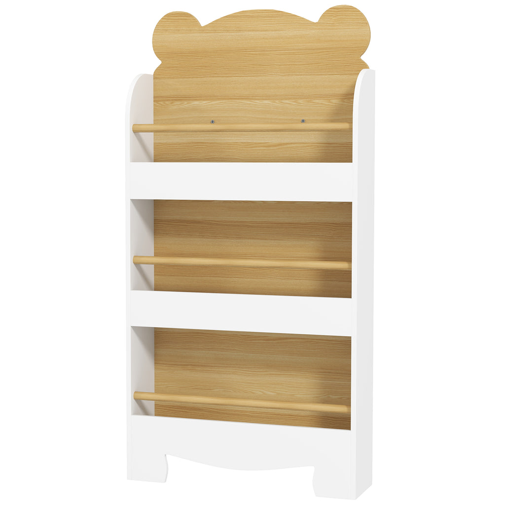 Bücherregal für Kinder Kinderregal mit 3 Ablagen Aufbewahrungsregal aus Holz 55x15x110cm