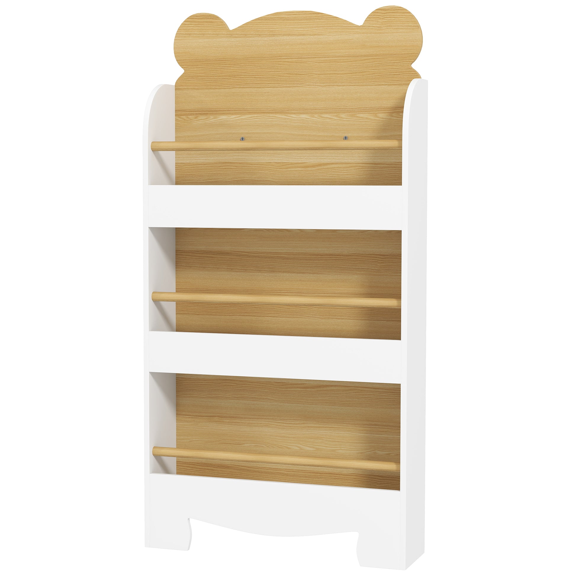 Bücherregal für Kinder Kinderregal mit 3 Ablagen Aufbewahrungsregal aus Holz 55x15x110cm