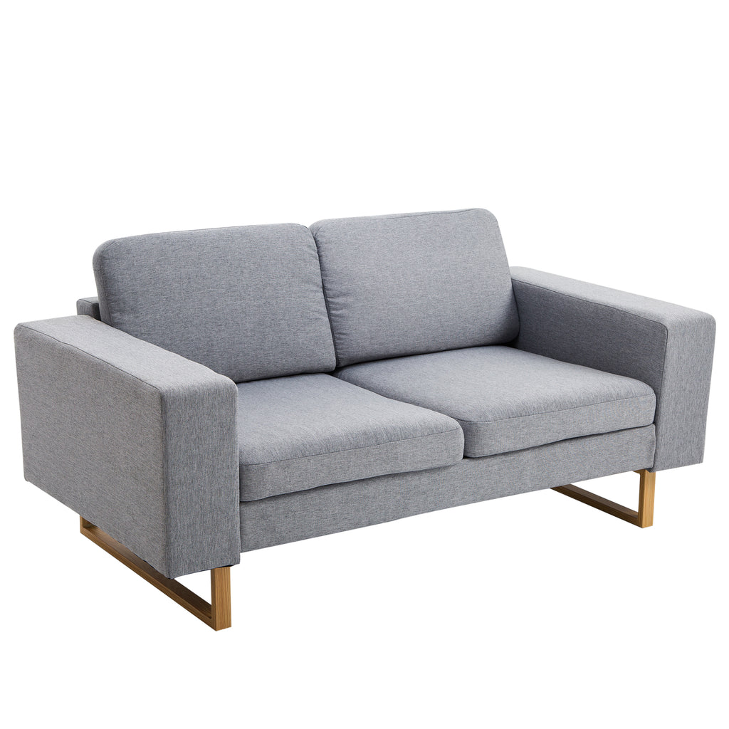 2-Sitzer Sofa  Ecksofa Polstersofa, Stoffsofa, Holz, Dunkelgrau/Hellgrau