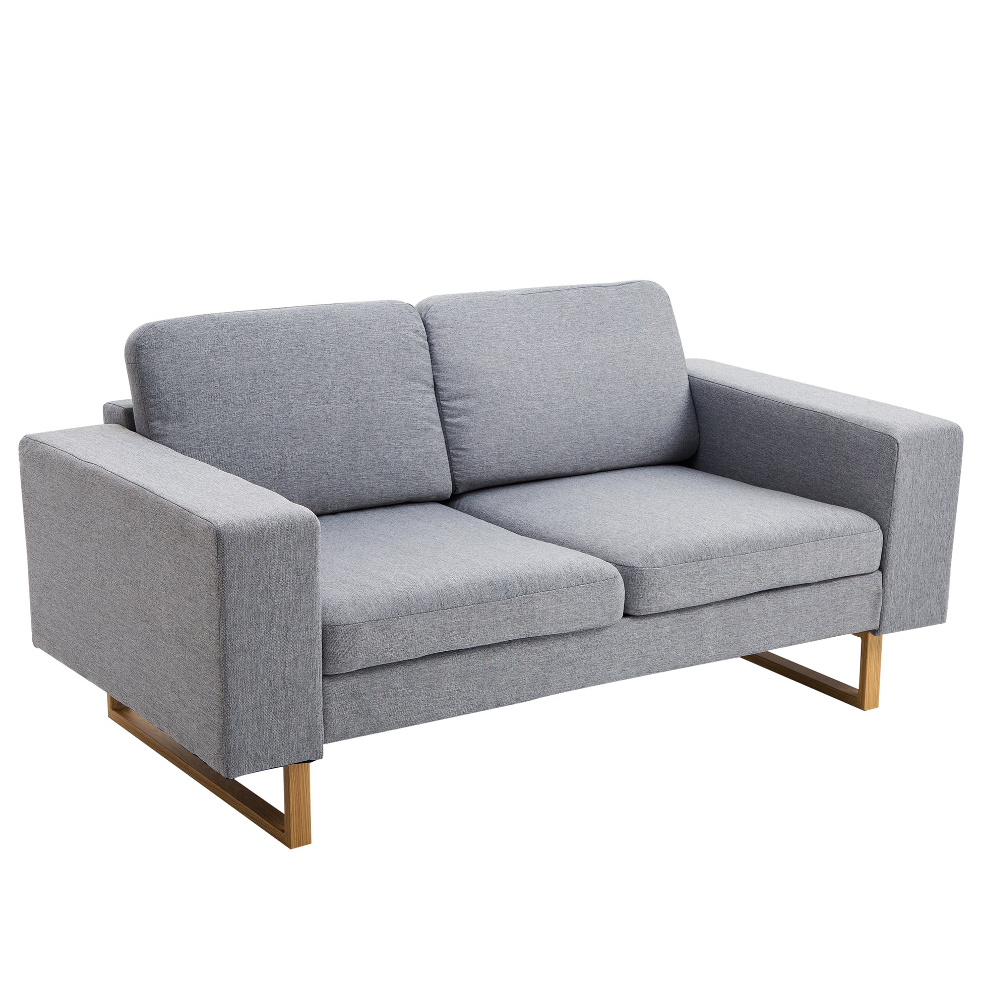 2-Sitzer Sofa  Ecksofa Polstersofa, Stoffsofa, Holz, Dunkelgrau/Hellgrau
