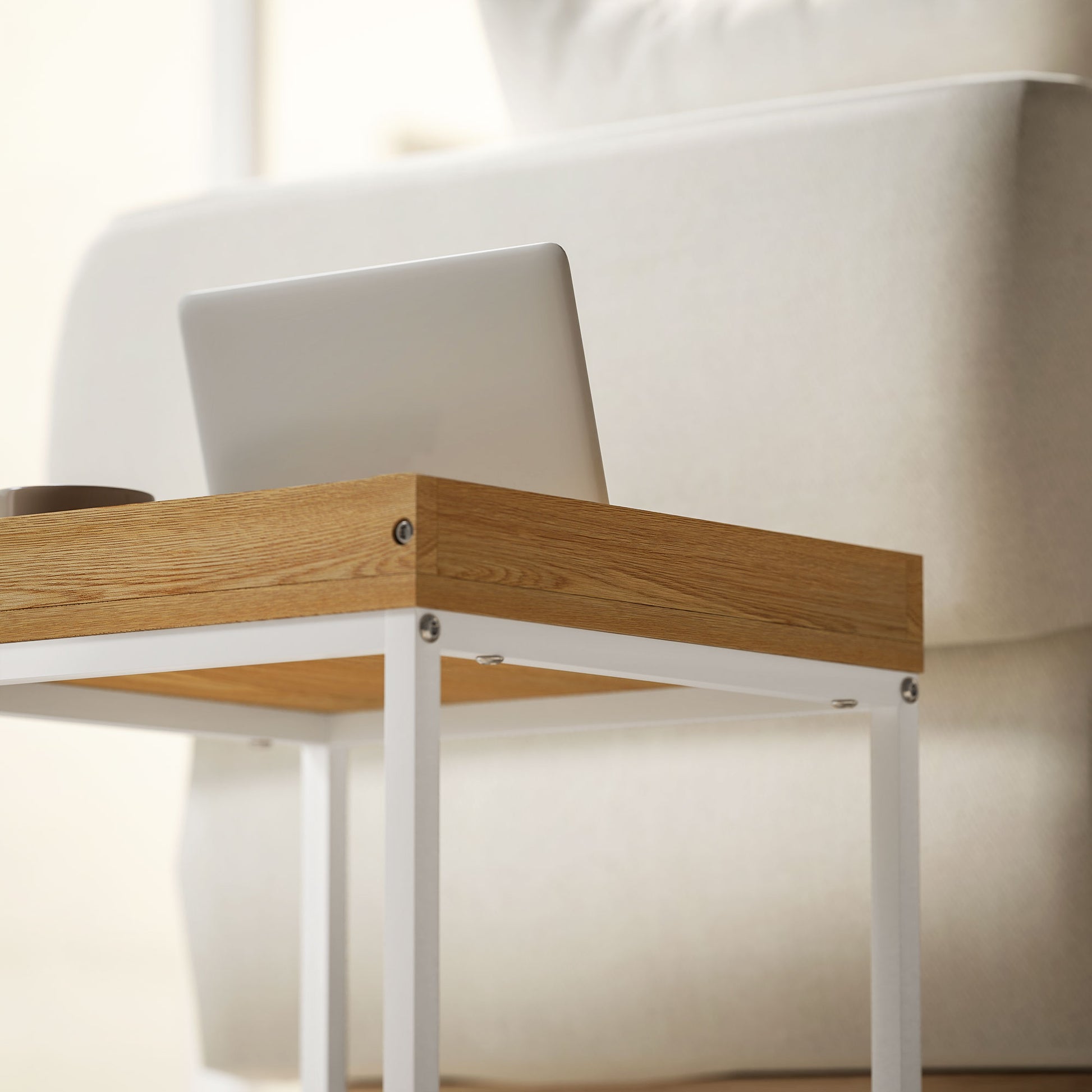 Moderner Couchtisch, 2er-Set Sofatisch, für kleine Räume, Quadratisch, MDF, Metall