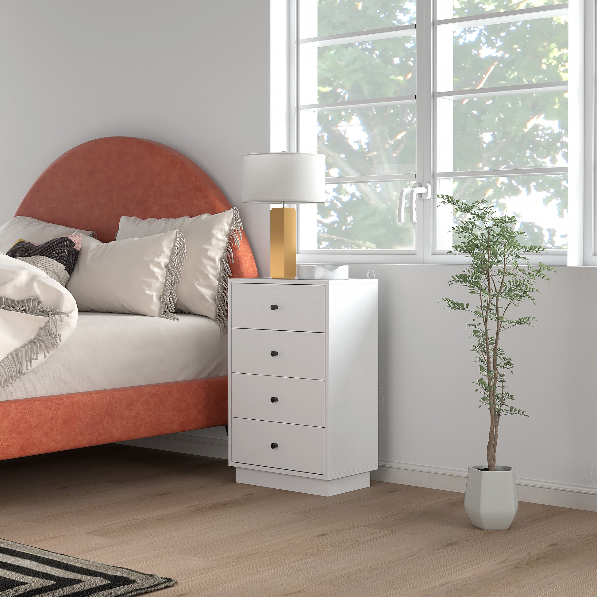 Kommode mit 7 Schubladen Schrank aus Holzwerkstoff im Modern Stil 47 x 29 x 75 cm Weiß