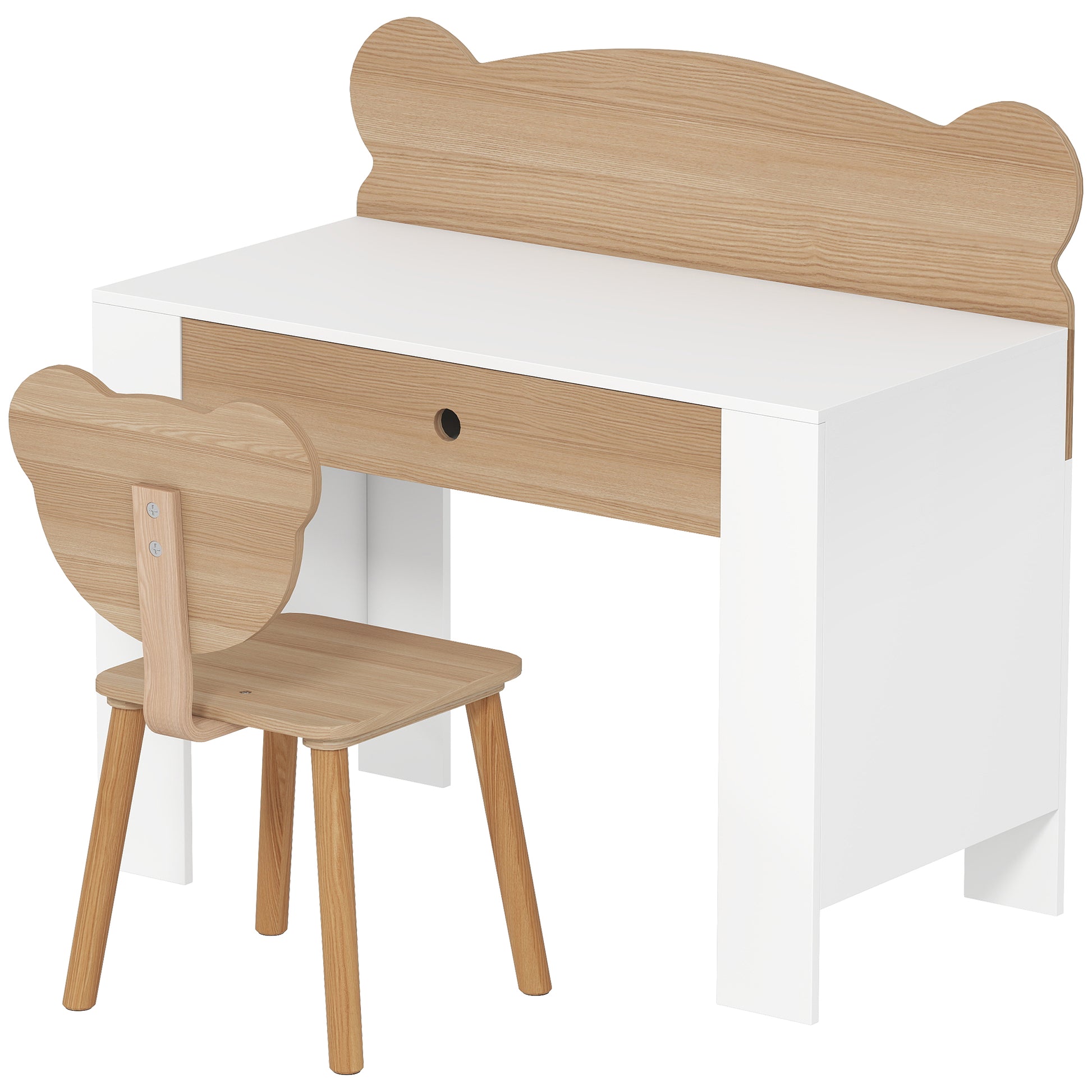 Schreibtisch-Set für Kinder, Schublade, zum Schreiben und Basteln, 3-8 Jahre, Naturholz