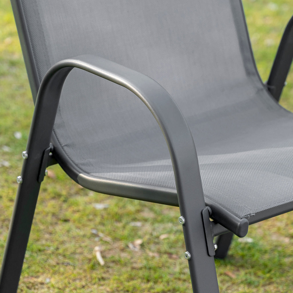 Gartenstuhl 2er Set wetterfest Stapelstuhl mit Armlehne Rückenlehne stapelbar Terrassenstuhl