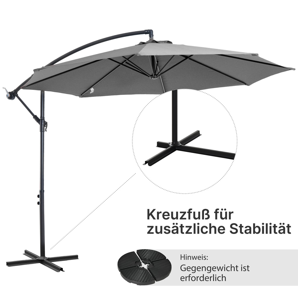 Sonnenschirm mit Kurbel Wetterbeständig 3 m x 3 m x 2,5 m Stahl Polyester - Konfigurierbare Farben!!!