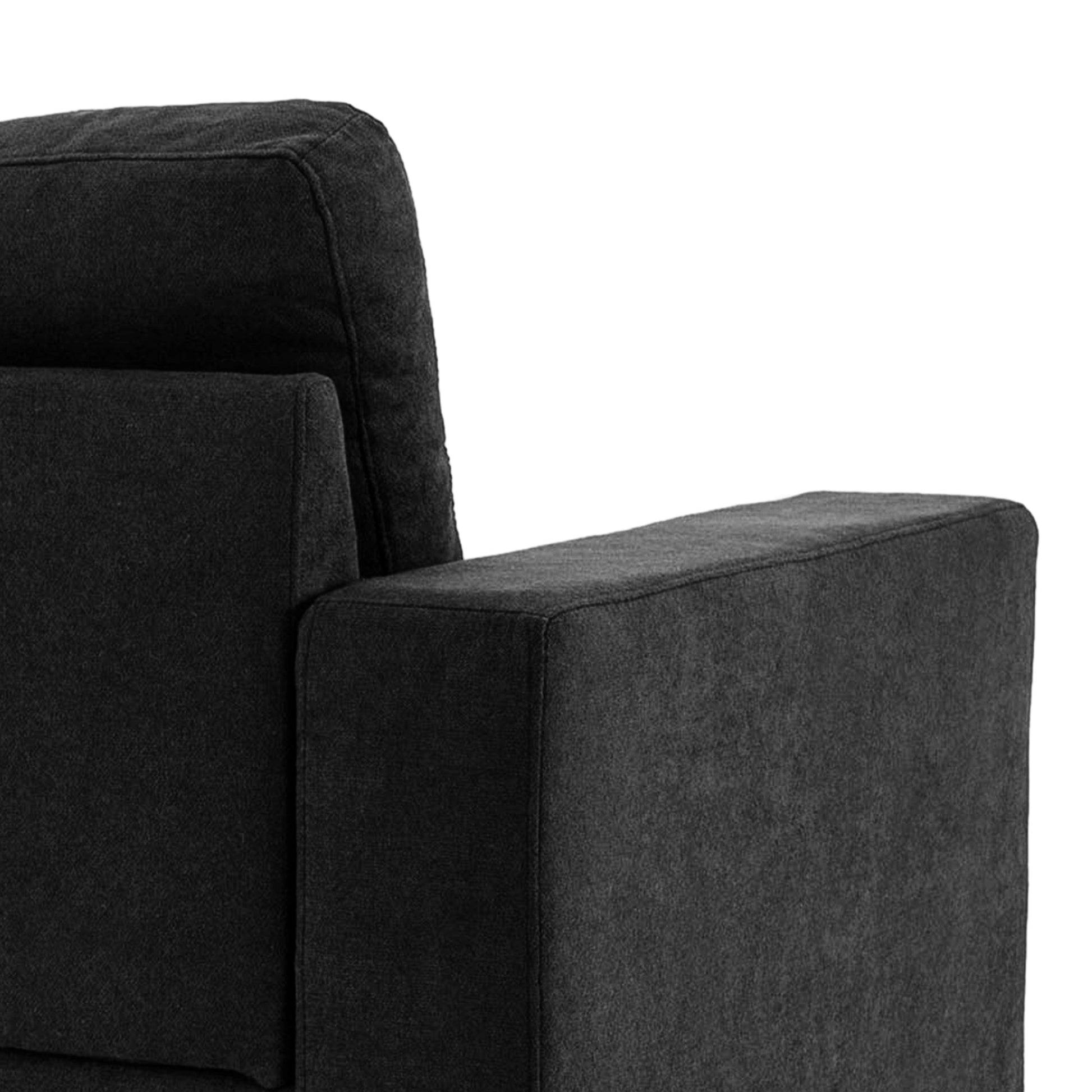 Ecksofa L-Form graue Eckcouch mit Chaiselongue Leinenoptik für 3 Personen 193x136x85cm Schwarz