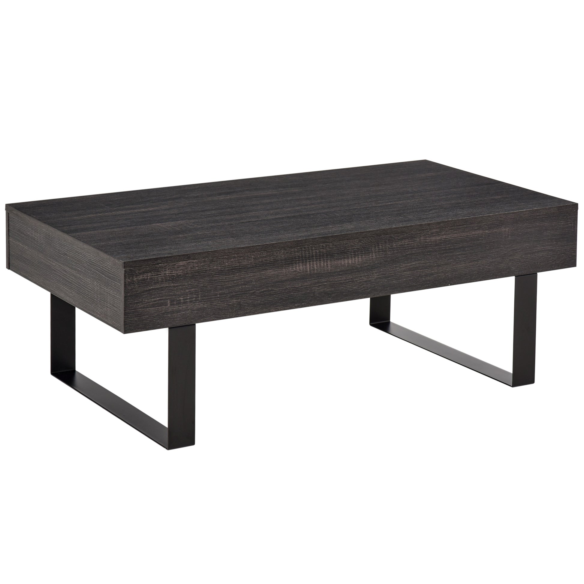 Couchtisch Wohnzimmertisch mit Schublade, Modern Sofatisch mit Metallrahmen, Beistelltisch, Kaffeetisch