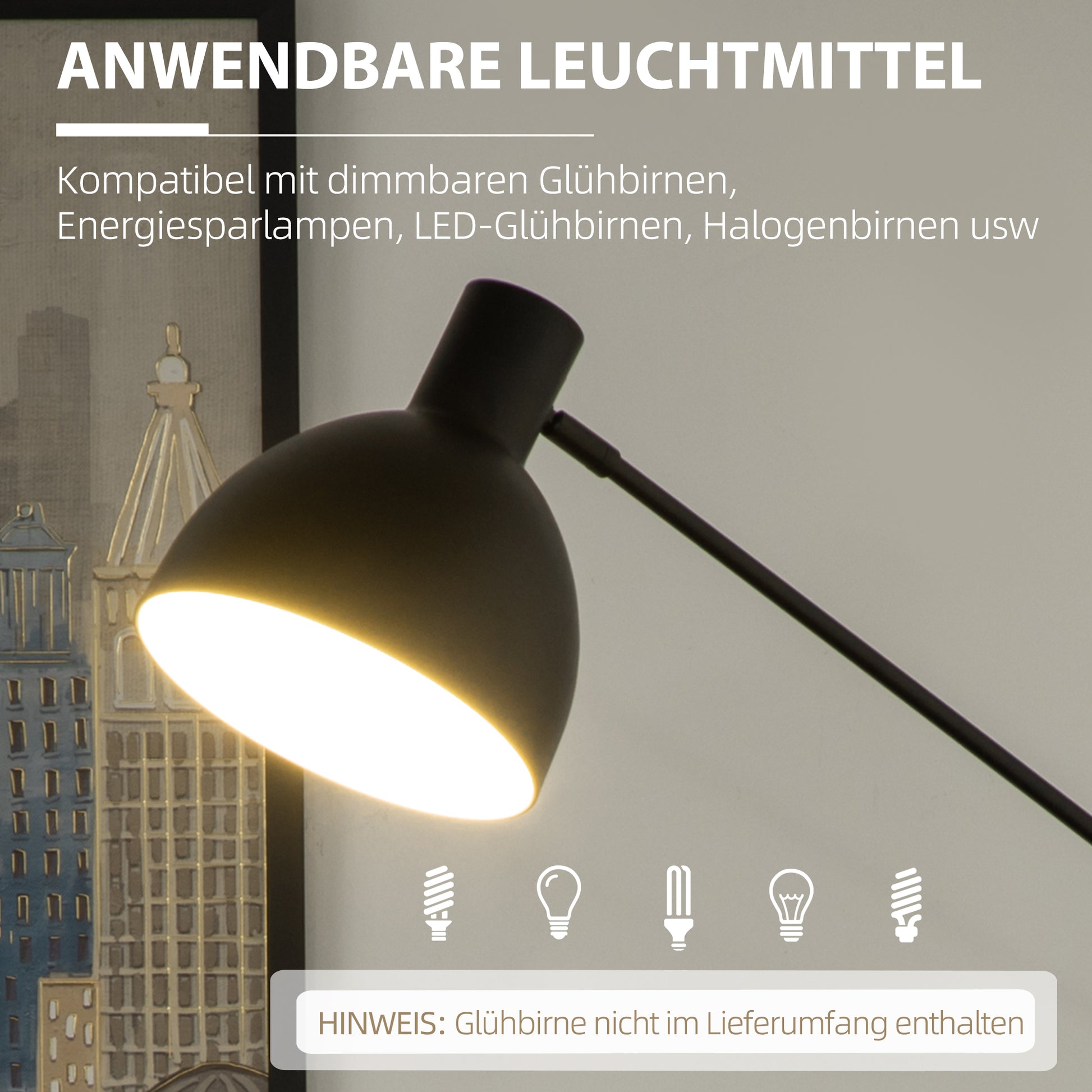 Stehleuchte im Industriedesign, höhenverstellbar, Bodenschalter; 30 m x 30 cm x 131 cm