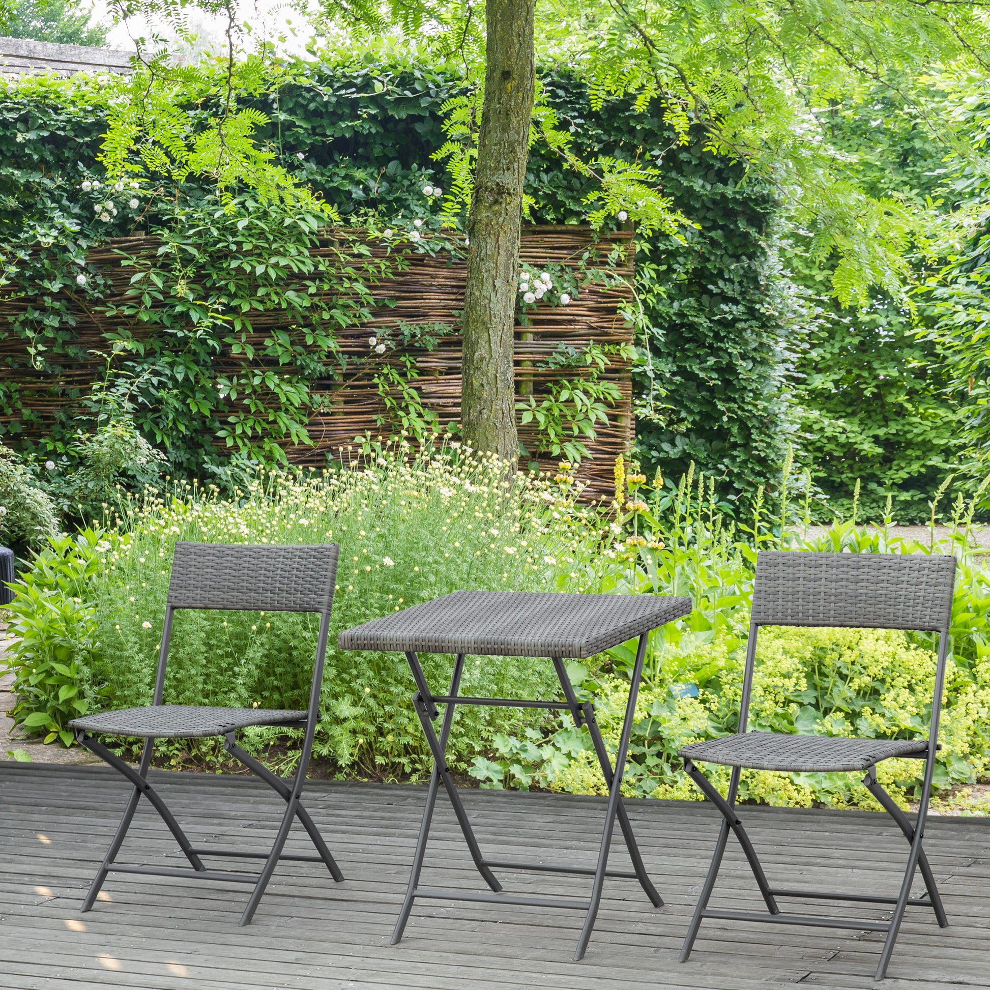 Polyrattan Bistroset für 2 Personen Sitzgruppe Rattan Gartenmöbel Set Garnitur