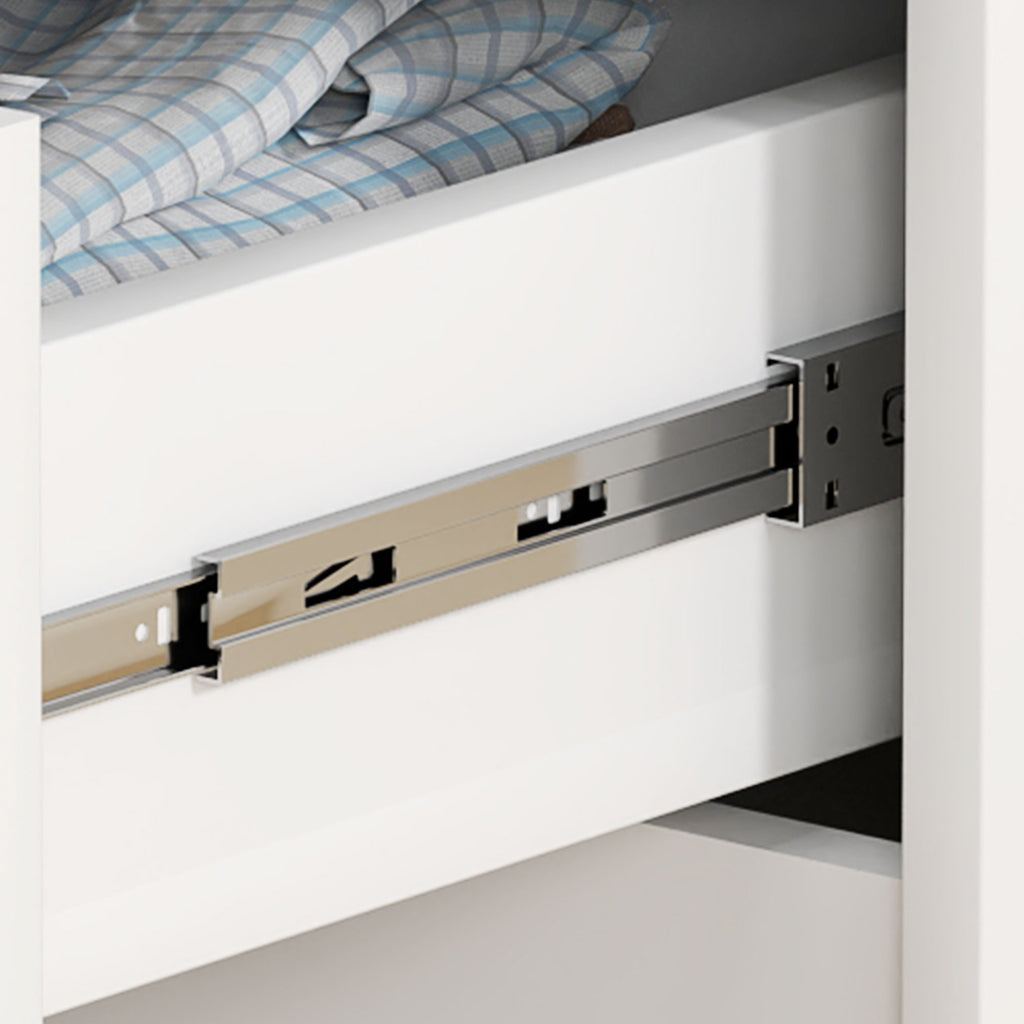Moderne Kommode, Kleiderschrank, 4 Schubladen, Holz, Kippschutz, Fußpolster, Weiß