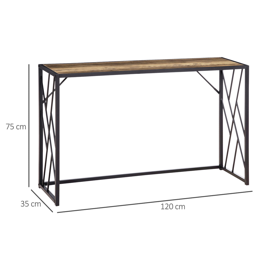 Konsole, Flurtisch, Industriedesign, stabiler Metallrahmen, 120 x 35 x 75 cm