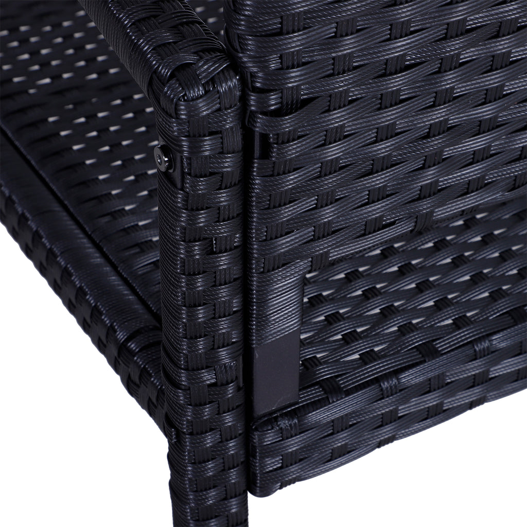 Gartenbank, in Rattanoptik, mit Stahlrahmen, für 2 Personen, Schwarz, 122 x 60 x 85cm