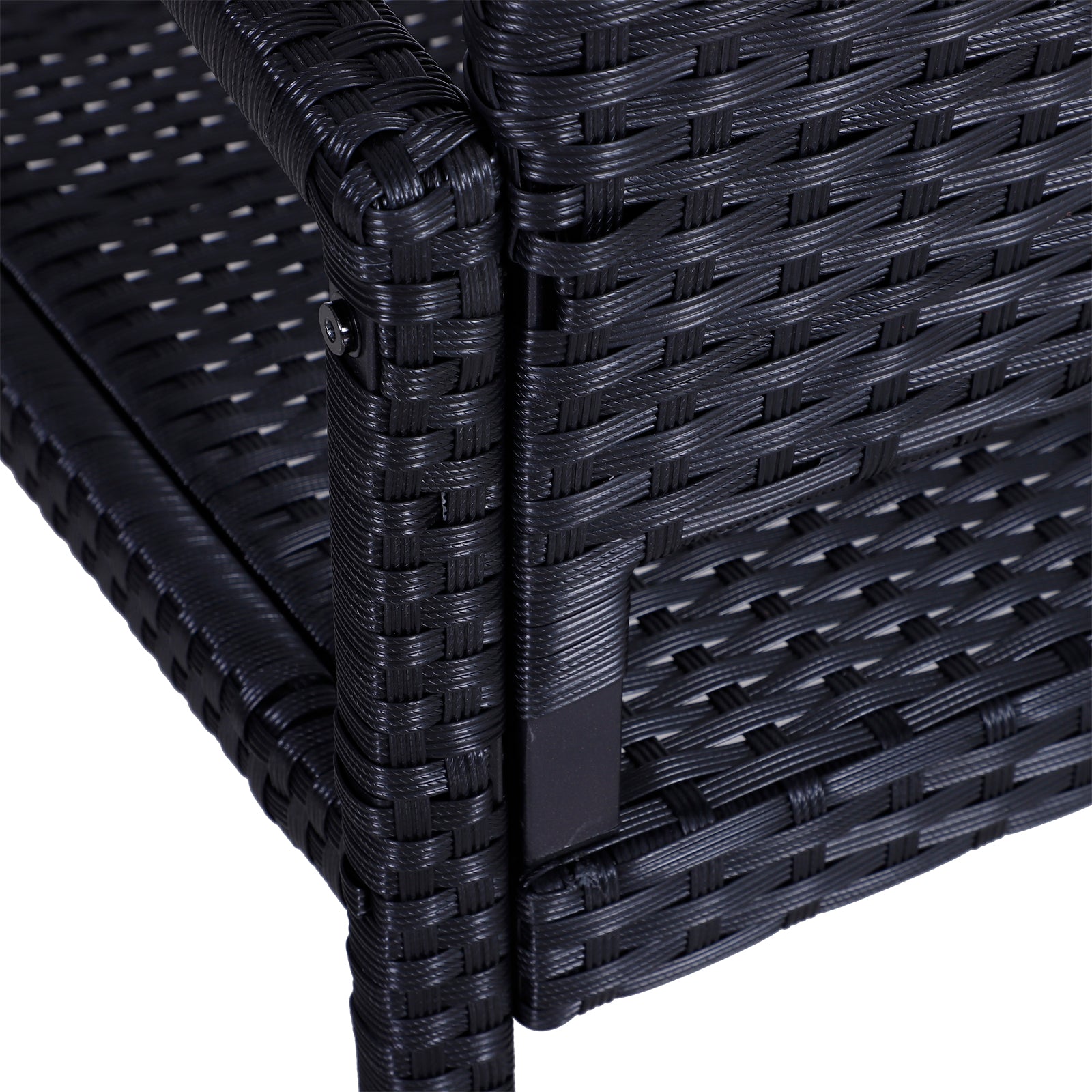 Gartenbank, in Rattanoptik, mit Stahlrahmen, für 2 Personen, Schwarz, 122 x 60 x 85cm