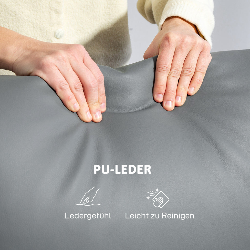 3-Sitzer-Sofa, linker und rechter Sitz zurücklehnbar, anpassbare Fußstütze, Kunstlederbezug, Dunkelgrau