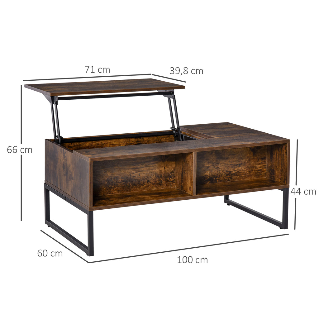 Couchtisch mit Höhenverstellbarer Platte Spanplatte Braun 100 x 60 x 44 cm