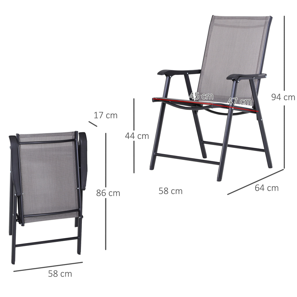 Klappstuhl mit Armlehne 2er Set Campingstuhl Angelstuhl Metall 58 x 64 x 94 cm