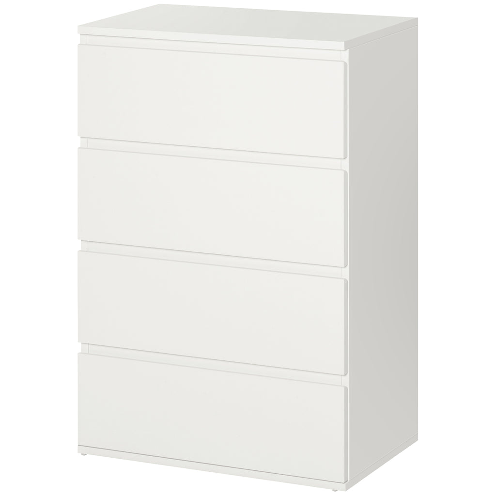 Kommode Sideboard Schubladenkommode, 4 Schubladen, 55 cm x 33 cm x 80 cm, Weiß