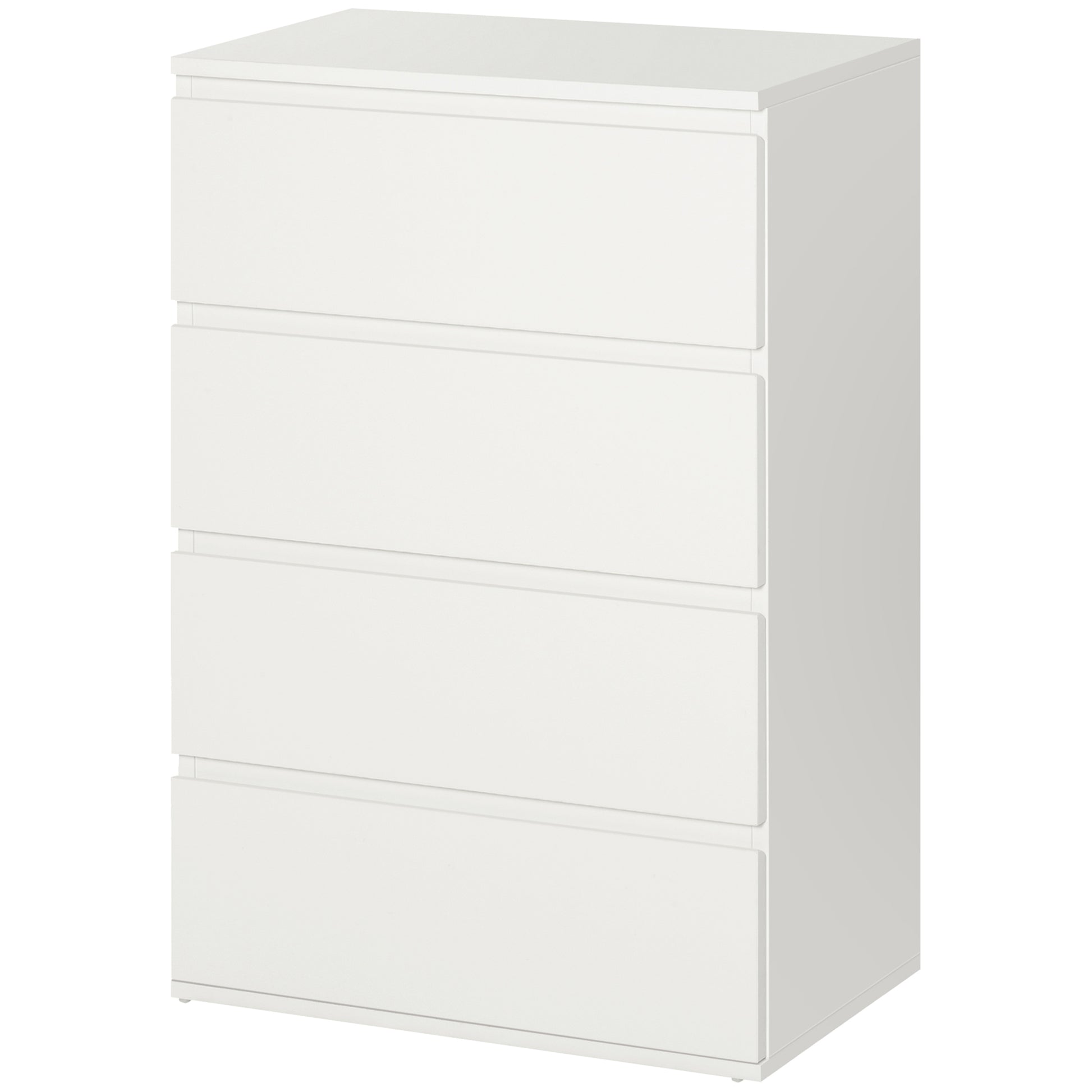 Kommode Sideboard Schubladenkommode, 4 Schubladen, 55 cm x 33 cm x 80 cm, Weiß