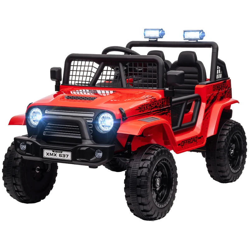 Kinder-Elektroauto mit sanfter Federung, fernsteuerbar, LED-Lichter, Hupe, 12V, Kunststoff und Metall