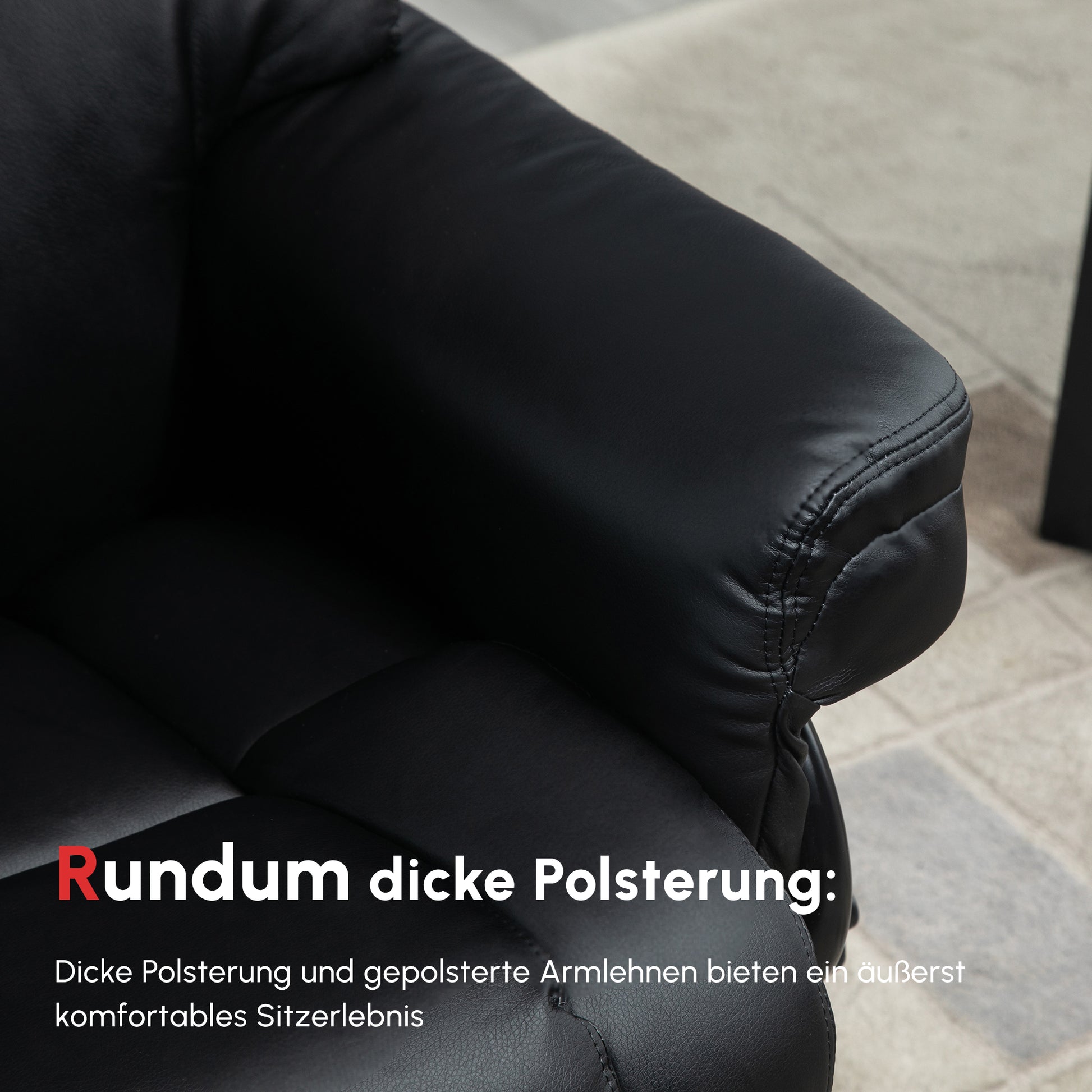 Relaxsessel mit Hocker, Liegefunktion, drehbar, bis 160 kg, Kunstleder, Metallrahmen
