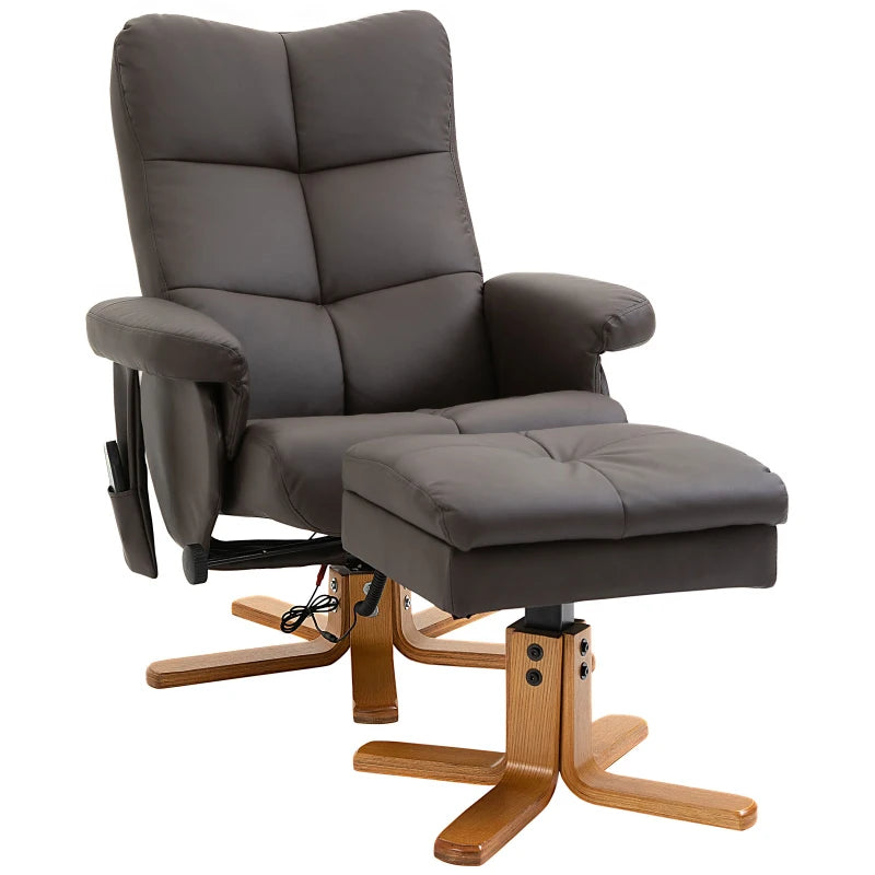 Massagesessel mit Liegefunktion und Fußhocker, 145°-Neigung, Polyester/Kunstleder, 80 x 86 x 99 cm